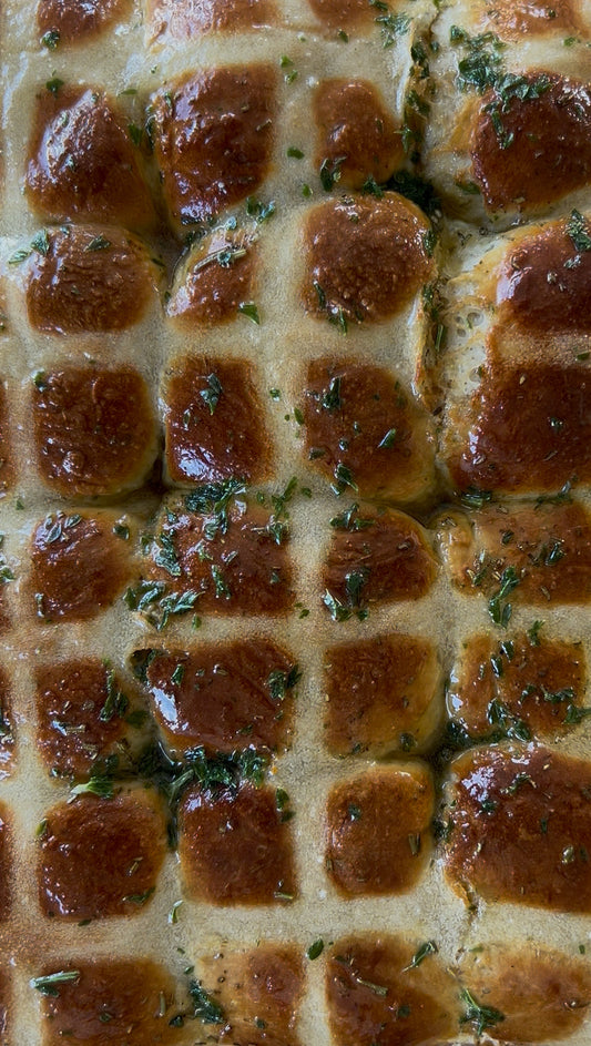 Savoury Garlic Hot Cross Buns
