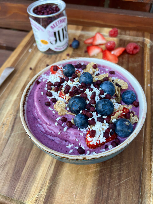 Beetroot & Blueberry Protein Smoothie Bowl
