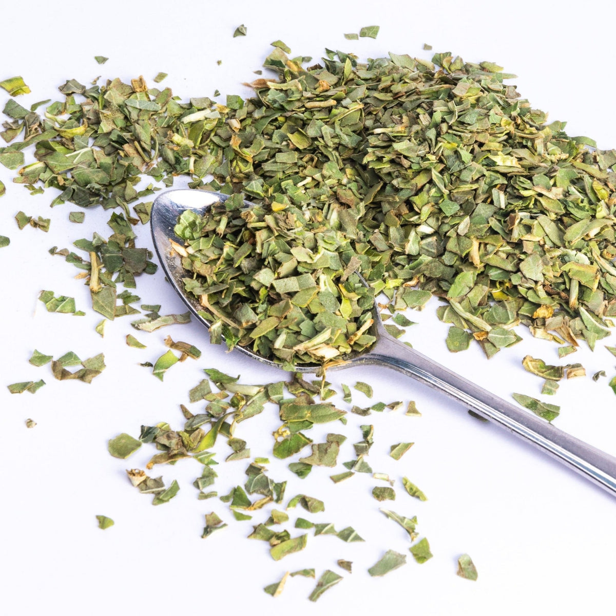 JUX chopped freeze-dried basil on a teaspoon